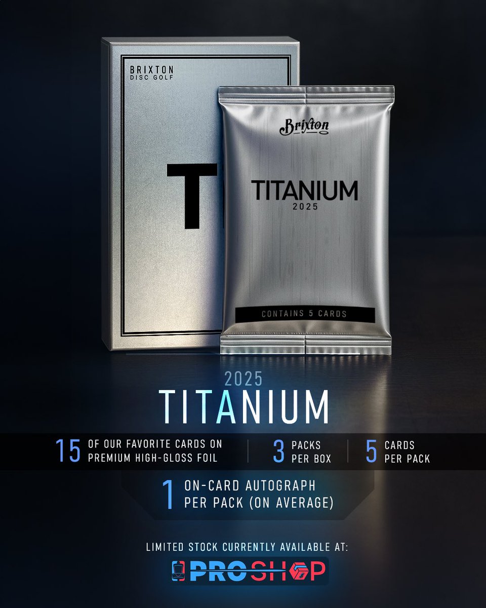 Whether you’re a seasoned collector or jumping in for the first time, Brixton Titanium is what you’ve been waiting for. Ultra Premium disc golf cards at an affordable price. Available now at the DGPT Pro Shop.

shop.dgpt.com/collections/ne…