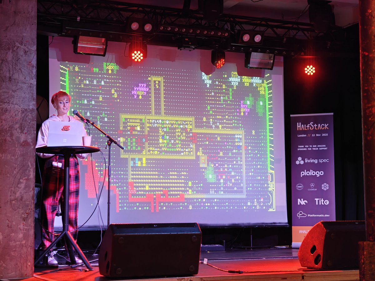 robnet's tweet image. Can&apos;t have a presentation on procedurally generated games without mentioning Dwarf Fortress!  Great talk by @ThisIsJoFrank at @halfstackconf around generative dialogue, D&amp;amp;D worldbuilding and the targeted use of AI in the genre. lmstudio.ai #halfstack #halfstacklondon