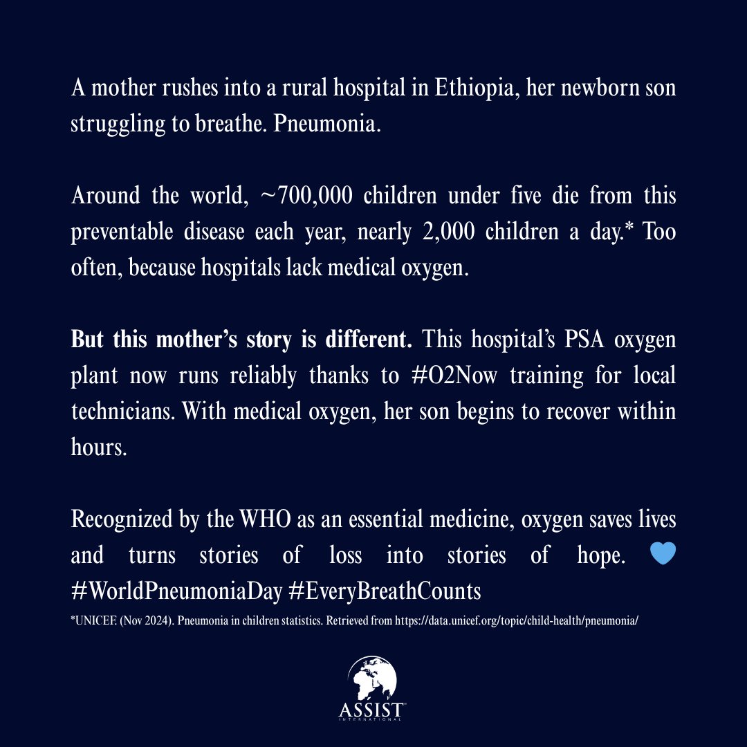 Recognized by the <a href="/WHO/">World Health Organization (WHO)</a> as an essential medicine, #oxygen saves lives and turns stories of loss into stories of hope. #WorldPneumoniaDay #EveryBreathCounts #ChildSurvivalAction #O2Now