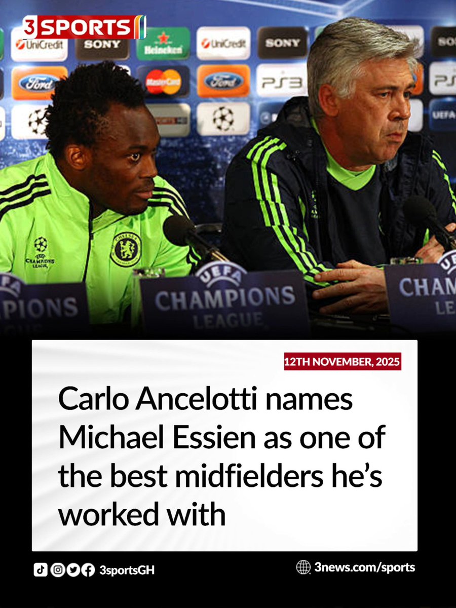 Ancelotti showers high praise on Michael Essien.

#connectsports