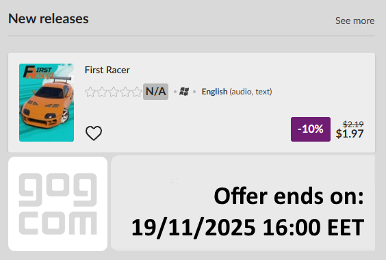 redbjorn1's tweet photo. π First Racer is out now on GOG!
Drift, boost, and chase victory in this fast-paced arcade racing experience.
Get it here π https://t.co/bEeCqAebxz
#FirstRacer #GOG #IndieGame #RacingGame https://t.co/Vlu6z6mdB8