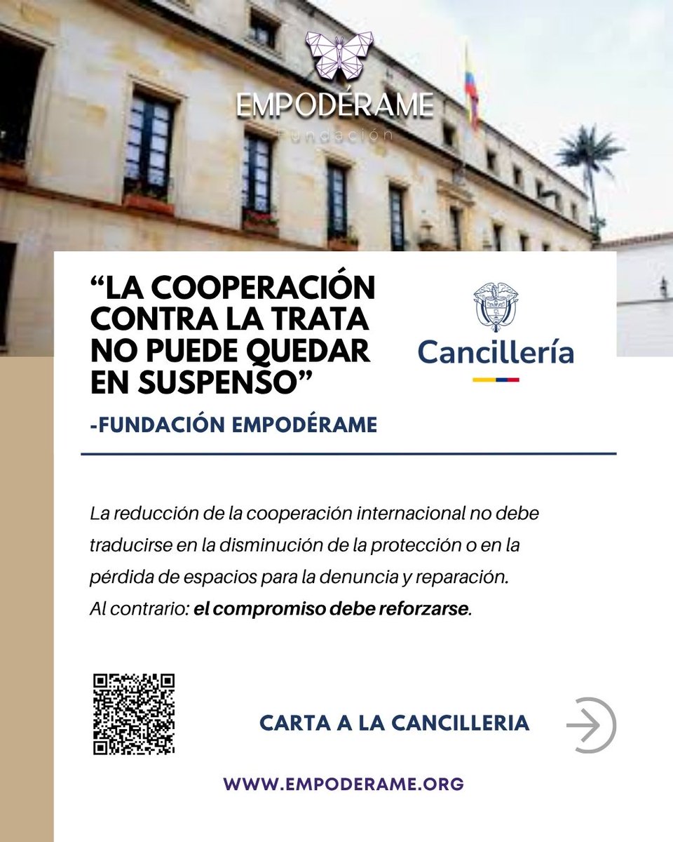 Empoderame_'s tweet image. 🚨La suspensión de la ayuda de 🇺🇸 a 🇨🇴 amenaza la lucha contra la #TrataDePersonas.Sin #Cooperación las redes criminales avanzan y las víctimas quedan sin protección📢La cooperación en trata no es un lujo: es una urgencia humanitaria. Firma la petición wix.to/rbks2iy