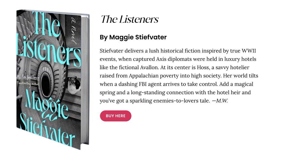 So lovely of <a href="/OprahDaily/">Oprah Daily</a>  to name THE LISTENERS as one of the books that got 'em through 2025!
 oprahdaily.com/entertainment/…