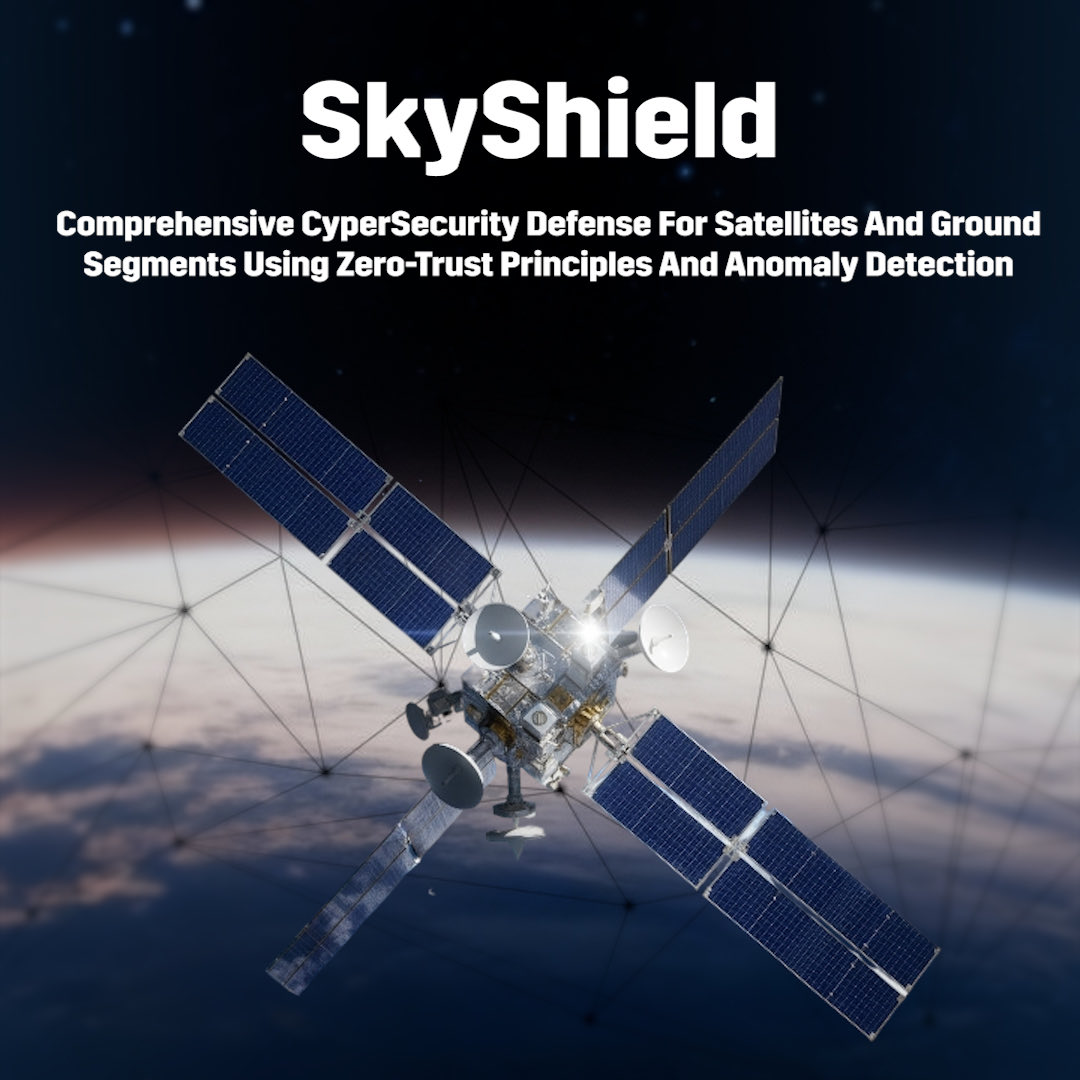SkyShield, a cybersecurity defense system by SkyNova, built to protect satellites and ground stations from digital threats.
Using zero-trust architecture and anomaly detection, SkyShield ensures secure, resilient, and trusted space operations.