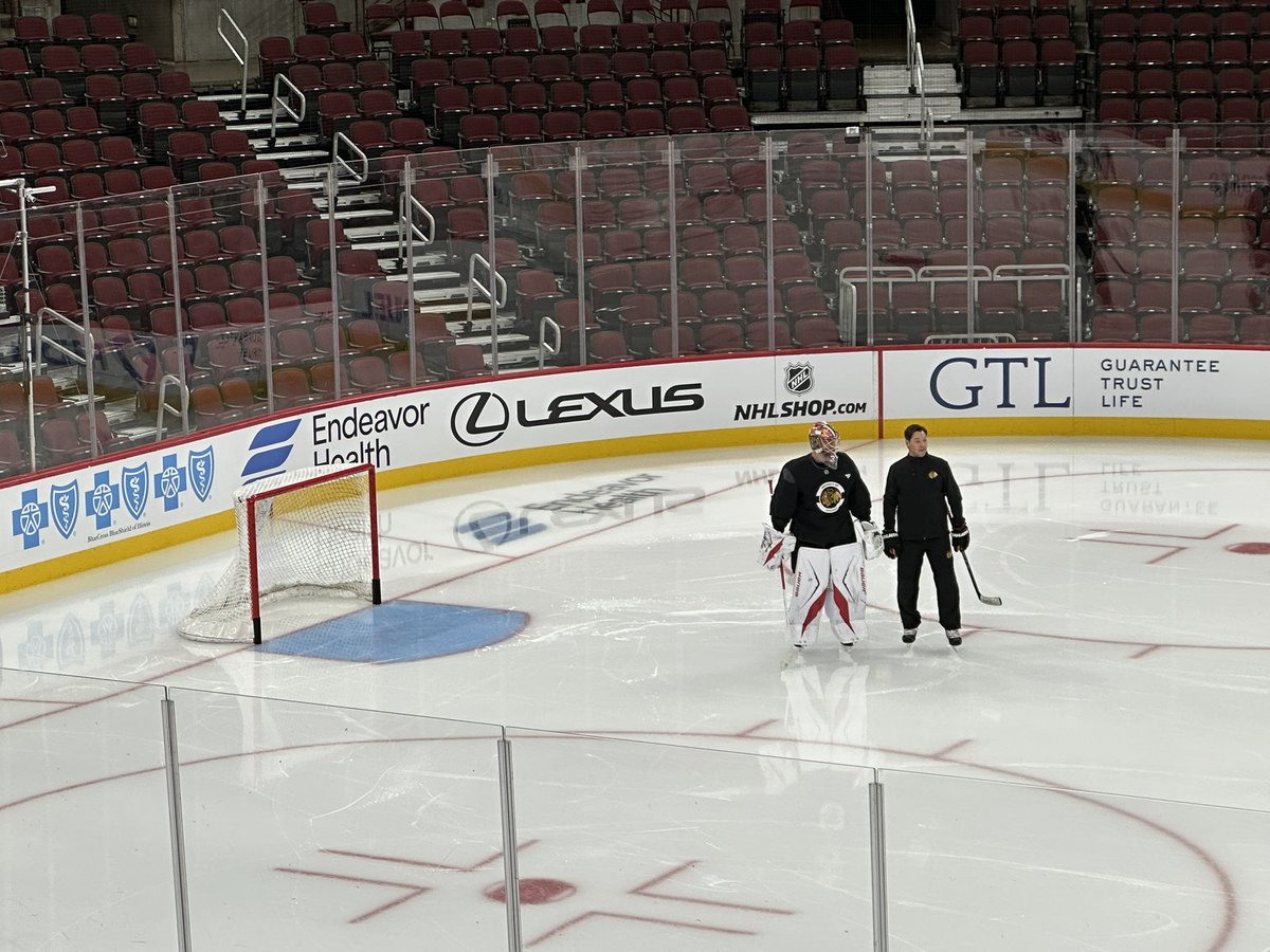 Spencer Knight is warming up in the starter’s net this morning.

Chicago kicks off a 4-game homestand tonight and plays 8 of the next 9 at the United Center. #Blackhawks