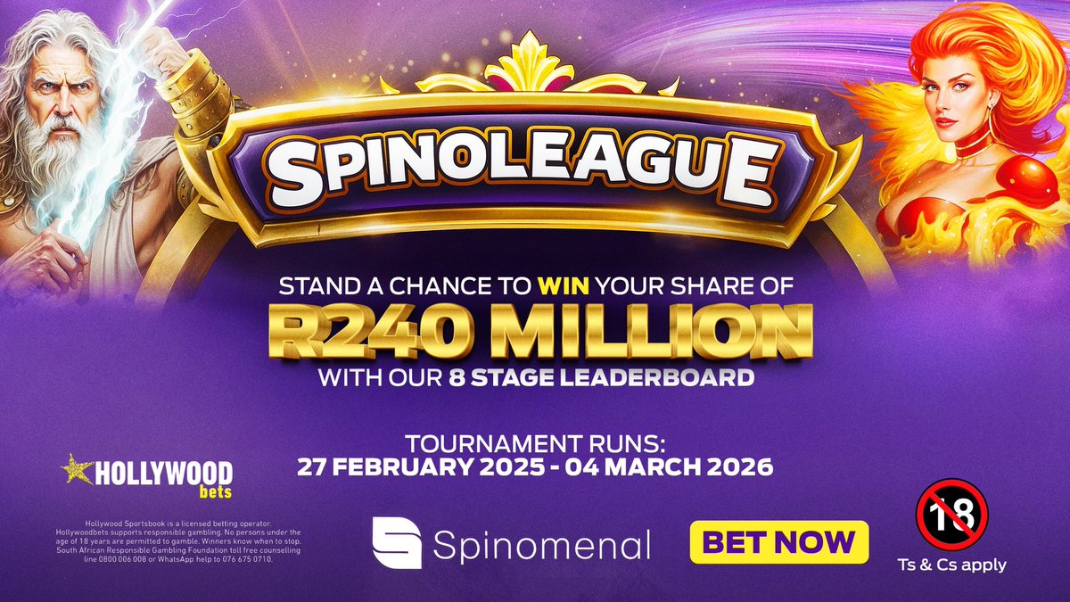 Spinoleague ⚡

Compete, climb, and conquer!
Join Spinoleague and play for your share of R240 Million in prizes across an 8-Stage Leaderboard.
👉 Start spinning: bit.ly/ZIGGYHB
+18 only. Ts &amp; Cs Apply. Please Gamble Responsibly.