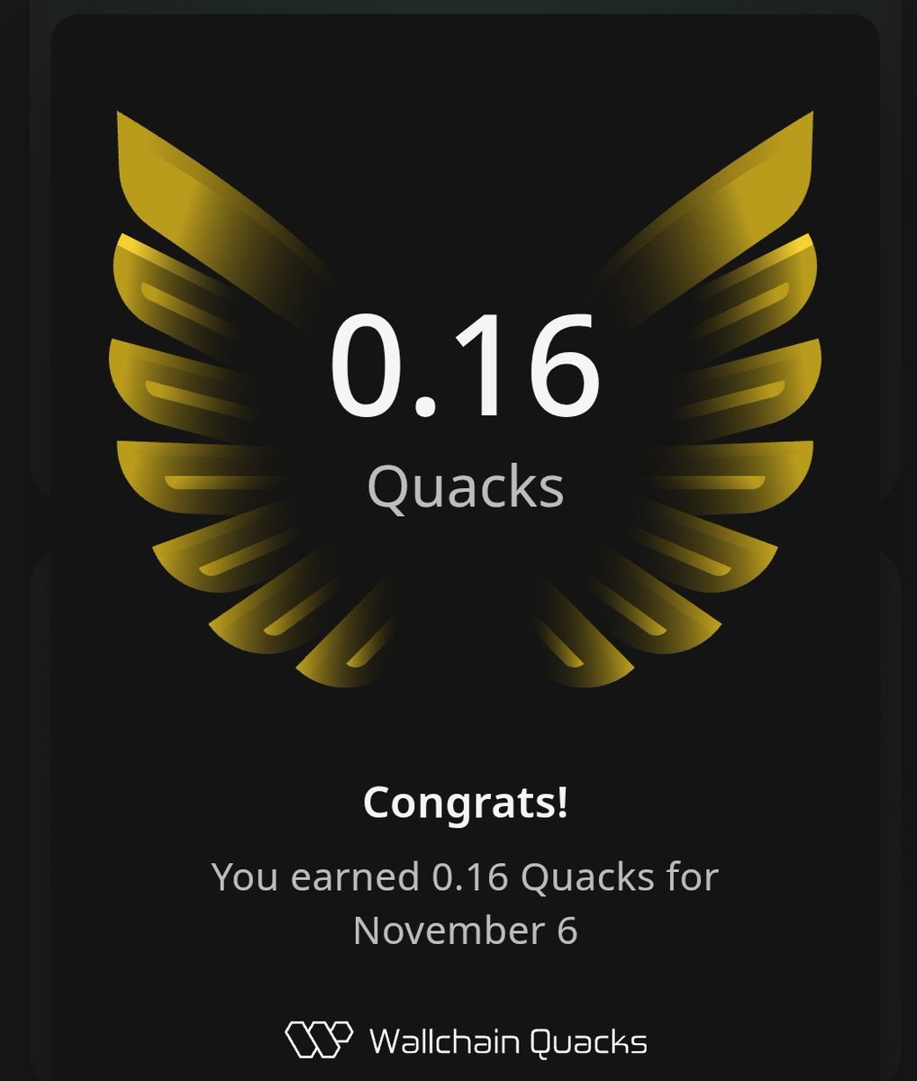 Check my wallchain Quack point today saw I earn a portion of Quack. Even though I qualified for phase 3 mint of Quack head but liquidity held me back from minting.

Better day ahead