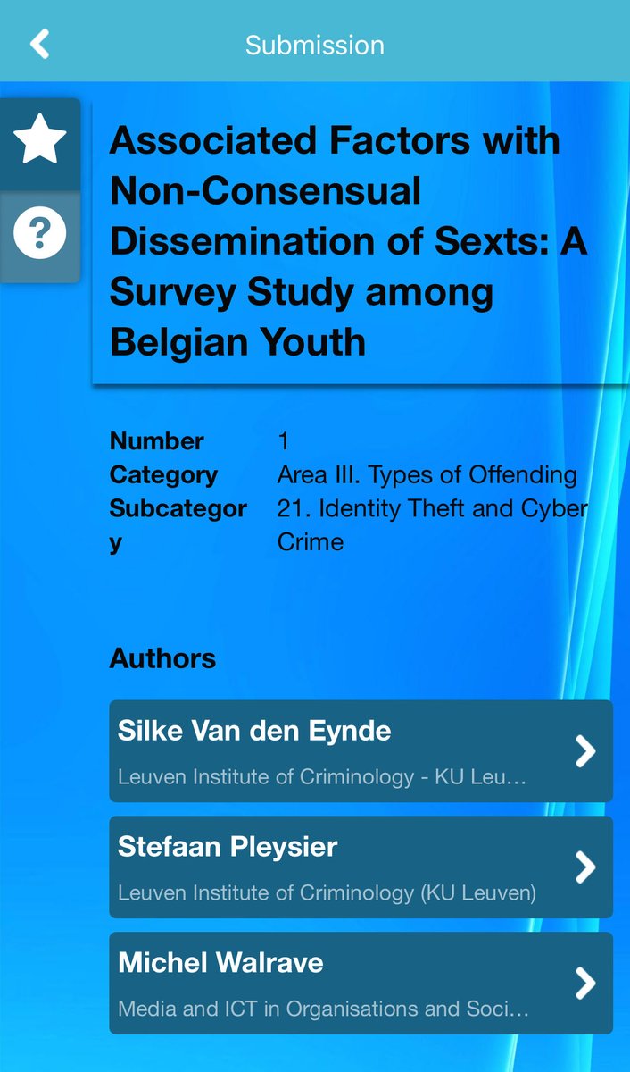 Next up at #ASCinDC25 is <a href="/SilkeVdE/">Silke Van den Eynde</a> as chair and presenter with a paper on ‘Associated factors with non-consensual dissemination of sexts: A survey study among Belgian youth’.