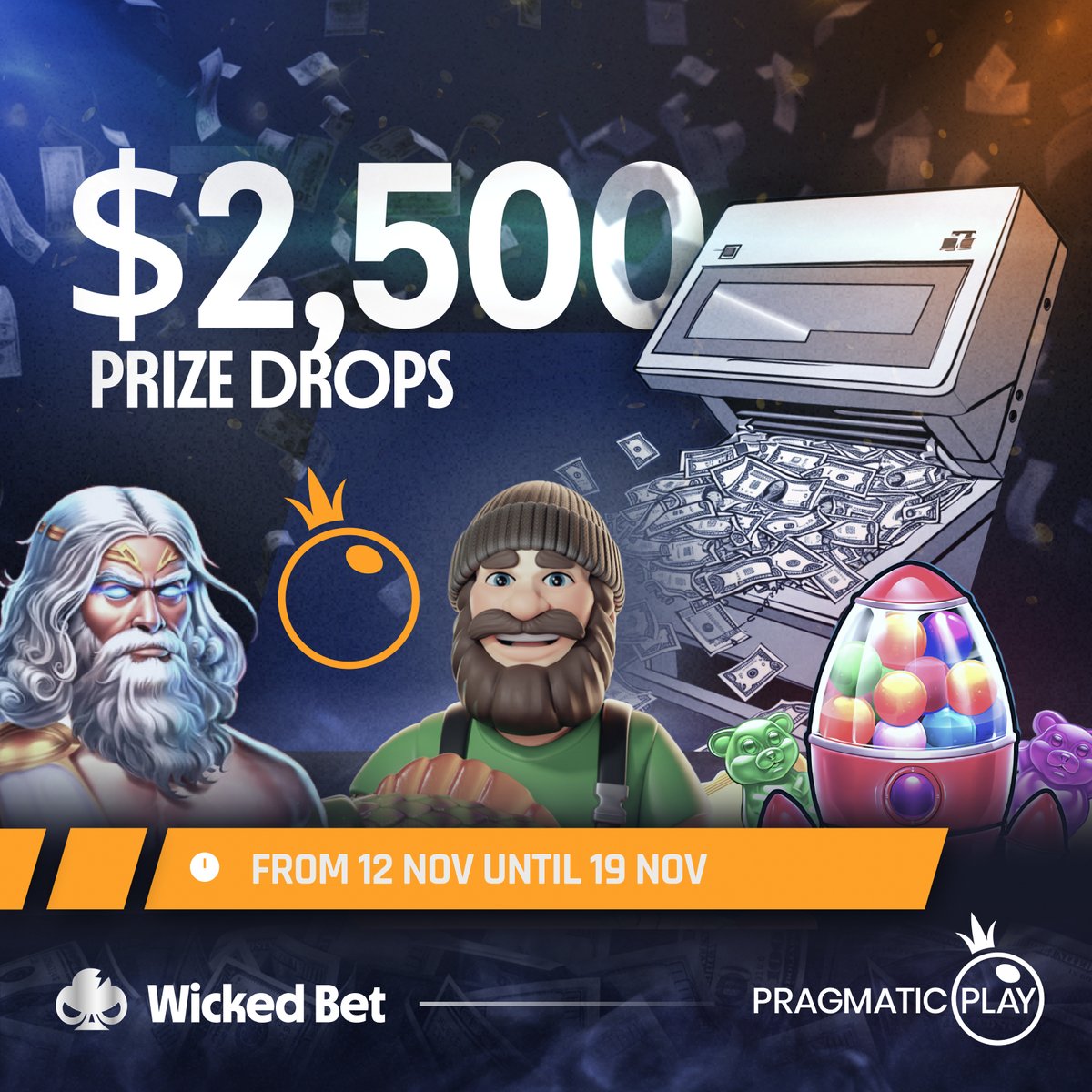 💥 Pragmatic Play Prize Drop - $2,500 in Cash Prizes! 💥

This week at WickedBet, every spin on any Pragmatic Play slot could unlock a share of $2,500 in instant cash.

💰 Top Prizes:
 🥇 $1,000 Major Drop – one huge win ready to fall at random
 🥈 $500 Big Drop – another serious