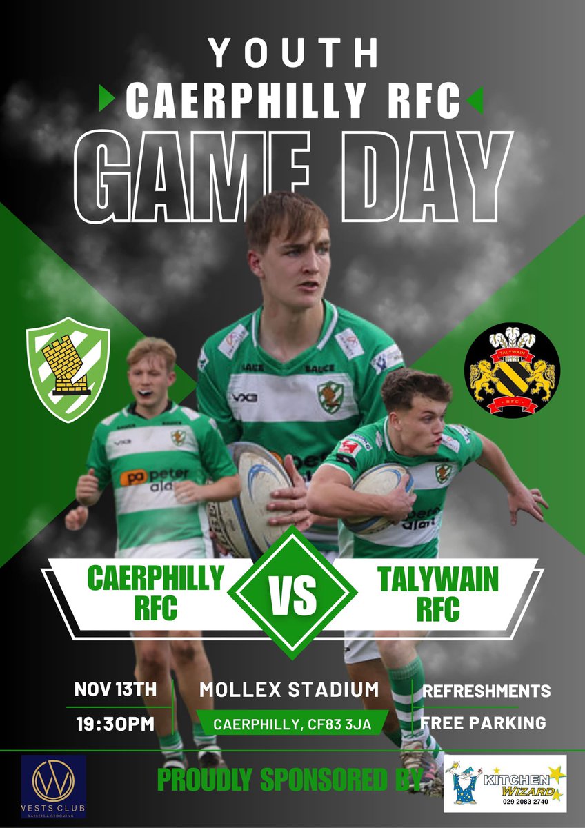 Tomorrow night we welcome <a href="/Talywain_RFC/">Talywain RFC</a> youth in a friendly, hopefully the weather will be on our side so we can see both teams putting their body’s on the line in what so be an exciting game 🟢⚪️

🗓️ Thursday 13th
⏰  7:30 
🏟️  CF83 3JA

#vivalacae
#saycheese🧀
#wheresshirts