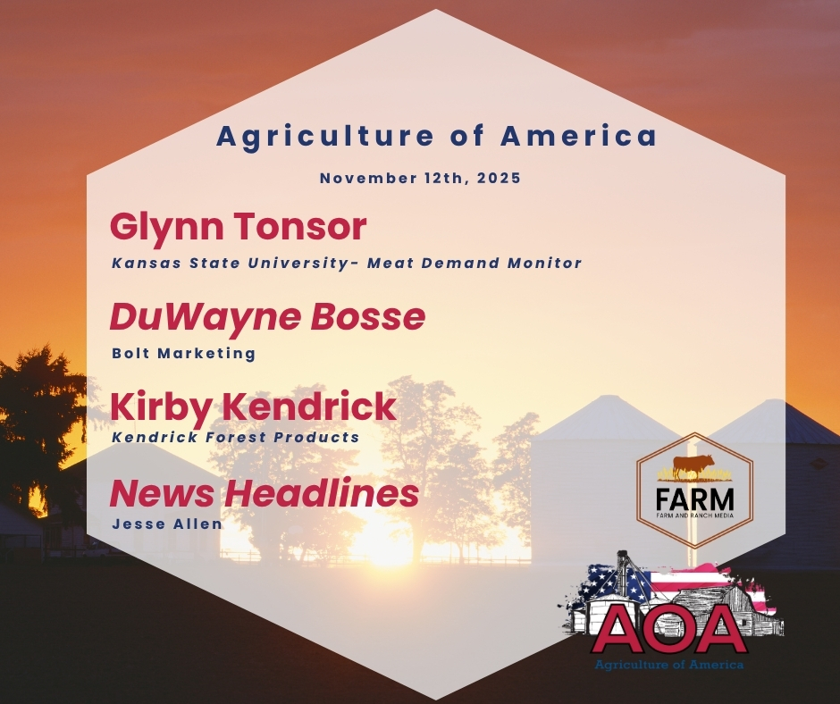 Today, we talk with <a href="/TonsorGlynn/">Glynn Tonsor</a> about the latest Meat Demand Monitor followed by markets with DuWayne Bosse from <a href="/boltmarketing1/">Bolt Marketing LLC</a>. Then, we discuss tariff impacts on the U.S. hardwood industry with Kirby Kendrick from Kendrick Forest Products.

LISTEN: sites.libsyn.com/541047/aoa-wed…