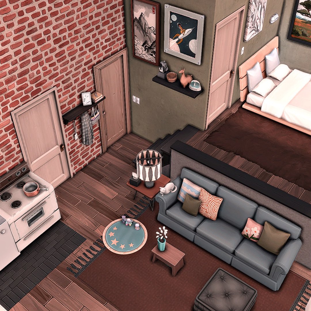 #eapartner
Hi.✨ This time I created a Family Loft Apartment with only the Base Game and City Living. I hope you like it!☁️

| No CC.☁️
| Stop Motion Speed build: m.youtube.com/watch?v=Hl-2L1…

#TheSims4 #ShowUsYourBuilds <a href="/TheSims/">The Sims</a>