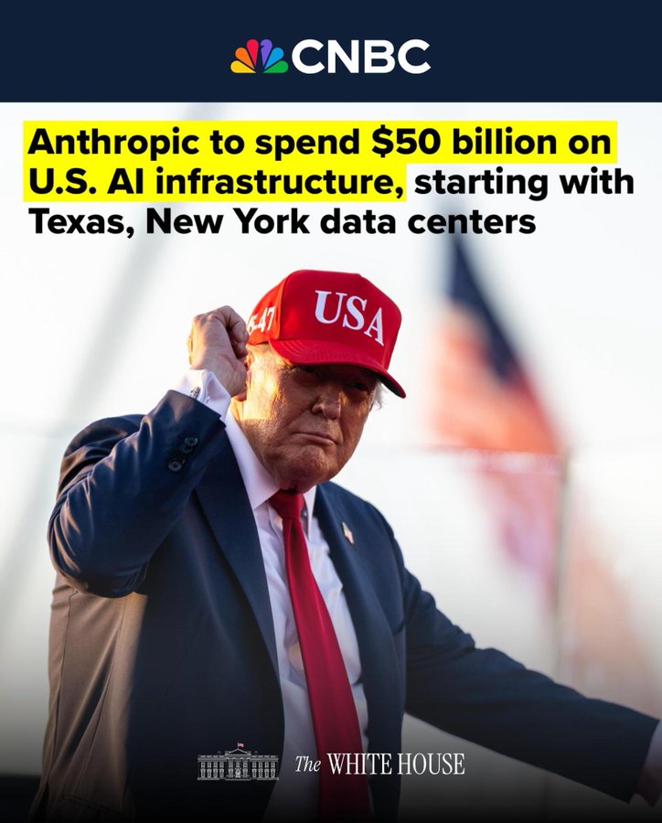 Xander24Xand's tweet image. BREAKING 🌎 : Anthropic announced a $𝟓𝟎 𝒃𝒊𝒍𝒍𝒊𝒐𝒏 investment in 𝒄𝒐𝒎𝒑𝒖𝒕𝒊𝒏𝒈 𝒊𝒏𝒇𝒓𝒂𝒔𝒕𝒓𝒖𝒄𝒕𝒖𝒓 on Wednesday that will include new data centers in Texas and New York.

#InfrastructureBoost 🎖️
#GoldenAge 🏆
#InvestmentSpree 💮💮💮
