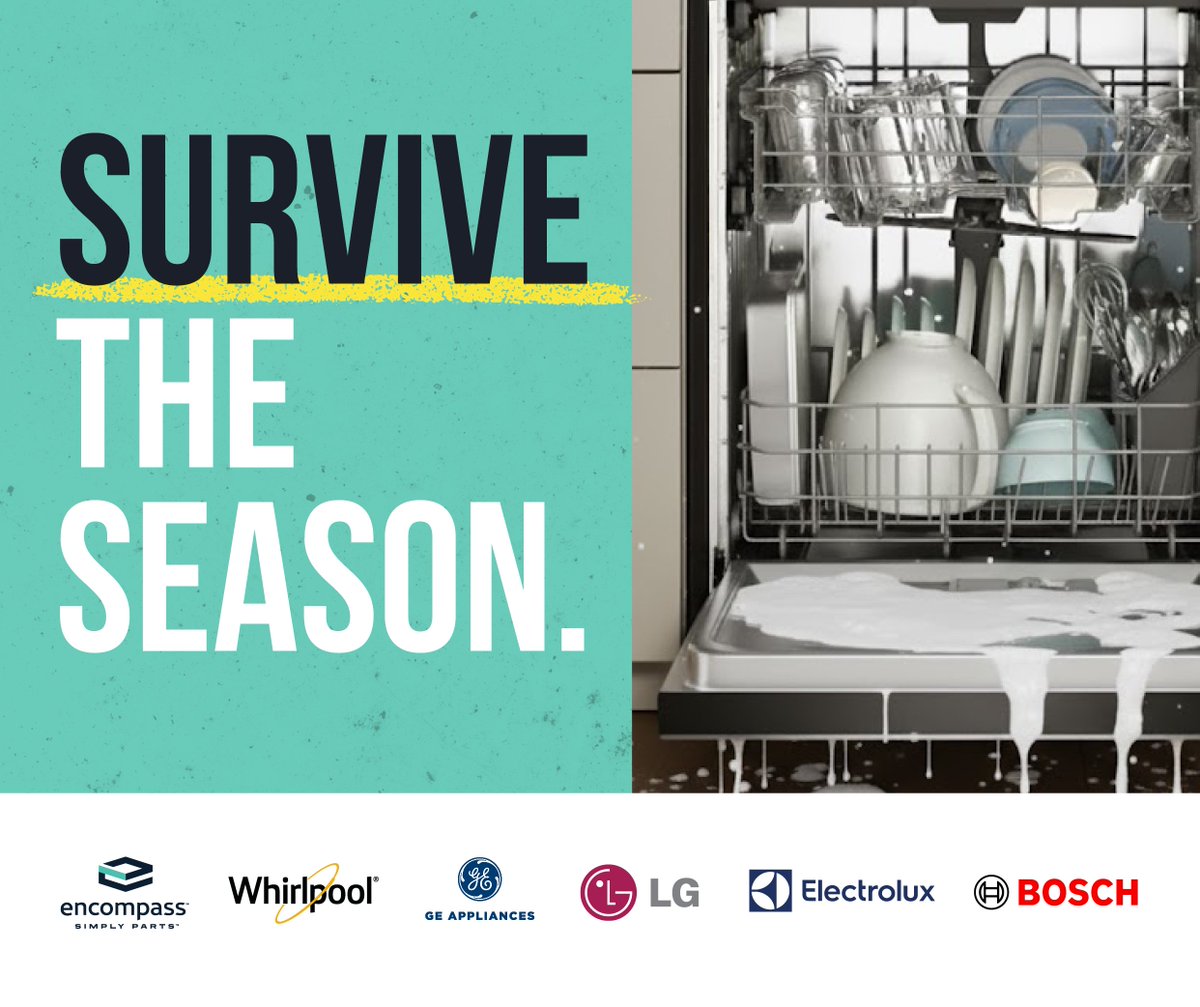 EncompassSP's tweet image. Survive the holidays with confidence. Keep ranges, cooking, and dishwashers clean with genuine OEM parts. Save on select parts for Whirlpool, GE, LG, Electrolux, and Bosch through 12/31/25. No code needed. 

#HolidayReady #Repair #EncompassParts