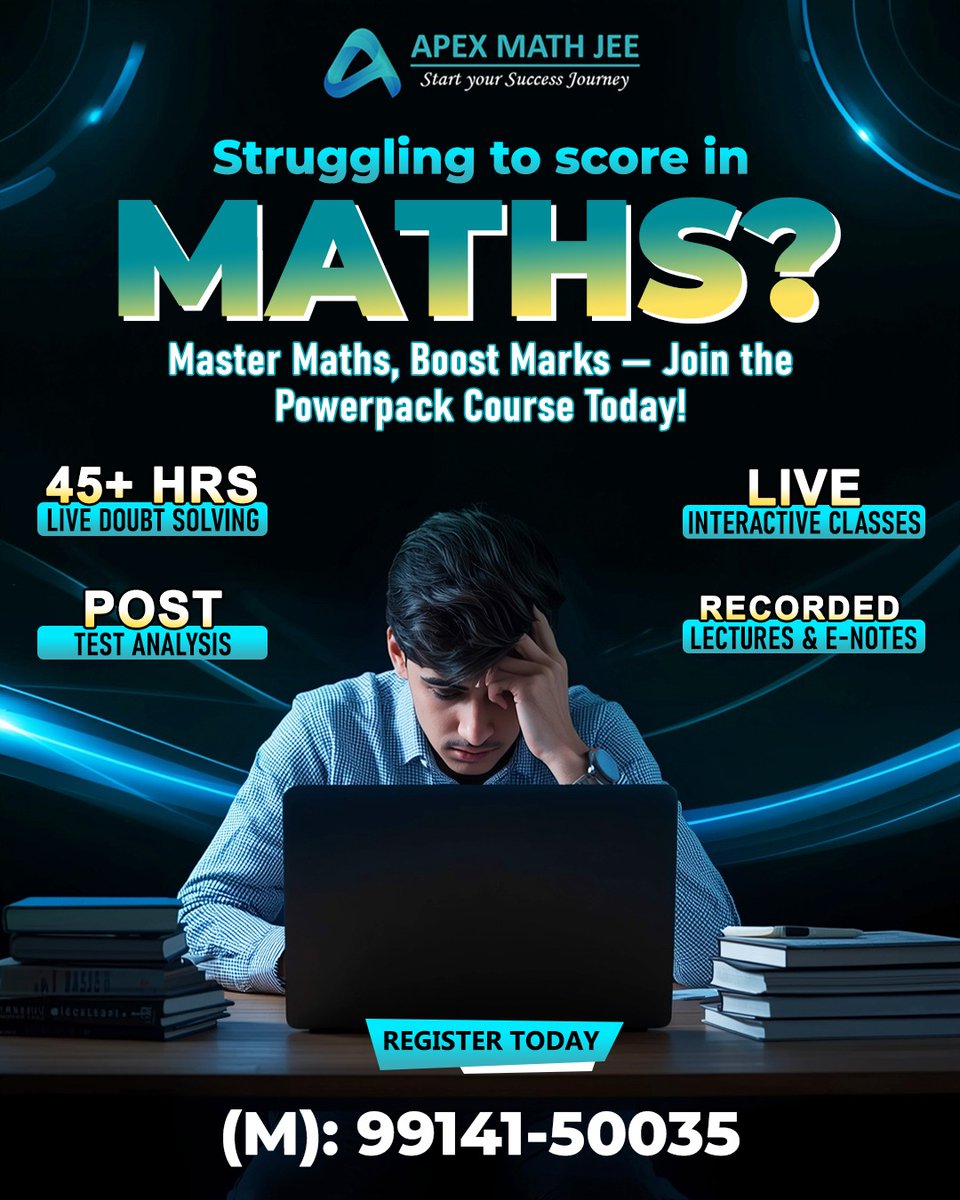 apexmathjee's tweet image. Don’t fear Maths — Master it! 💪
Join our 𝗣𝗼𝘄𝗲𝗿𝗽𝗮𝗰𝗸 𝗖𝗼𝘂𝗿𝘀𝗲 and see your confidence rise with every concept!
🎯 Start Your Success Journey with 𝗔𝗽𝗲𝘅 𝗠𝗮𝘁𝗵 𝗝𝗘𝗘

▶️ subscribe Now:- youtube.com/@apexmathjee?s…

📞 9914150035

#ApexMathJEE #StartYourSuccessJourney