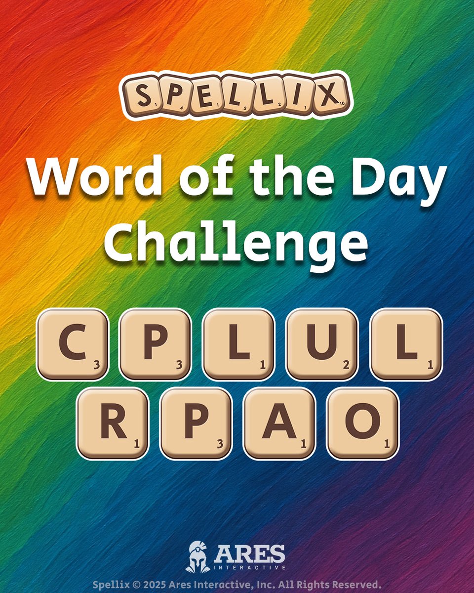 SpellixGame's tweet image. 🎨 Word of the Day 🎨
Letters: C, P, L, U, L, R, P, A, O
There’s a colorful word hiding here!
What shades do you see in these letters? 🌈

Play Now! ow.ly/XogQ50XhSyx

#Spellix #WordOfTheDay #ColoursOfSpellix #WordPuzzleFun