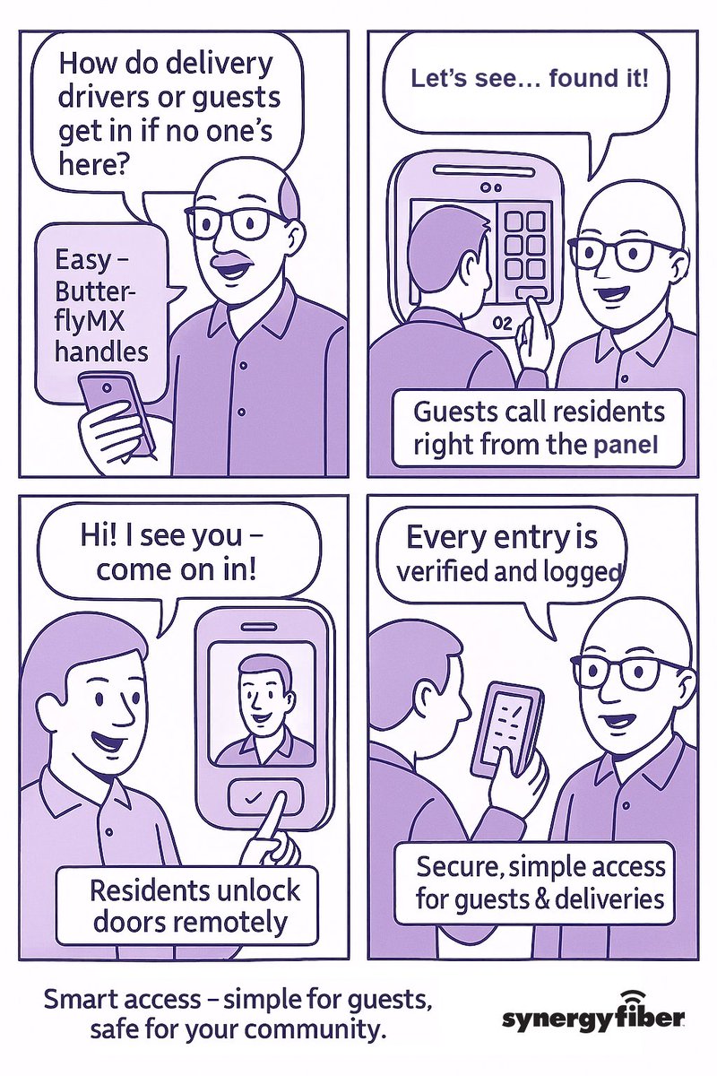 a2synergy's tweet image. ButterflyMX smart video intercom = simple, secure access 📦🎥
Guests call from the intercom screen.
Deliveries enter with one-time codes.
Every entry logged + verified.

Smart, safe, seamless. Powered by Synergy.

#ButterflyMX #AccessControl #PropertyManagement #SynergyFiber