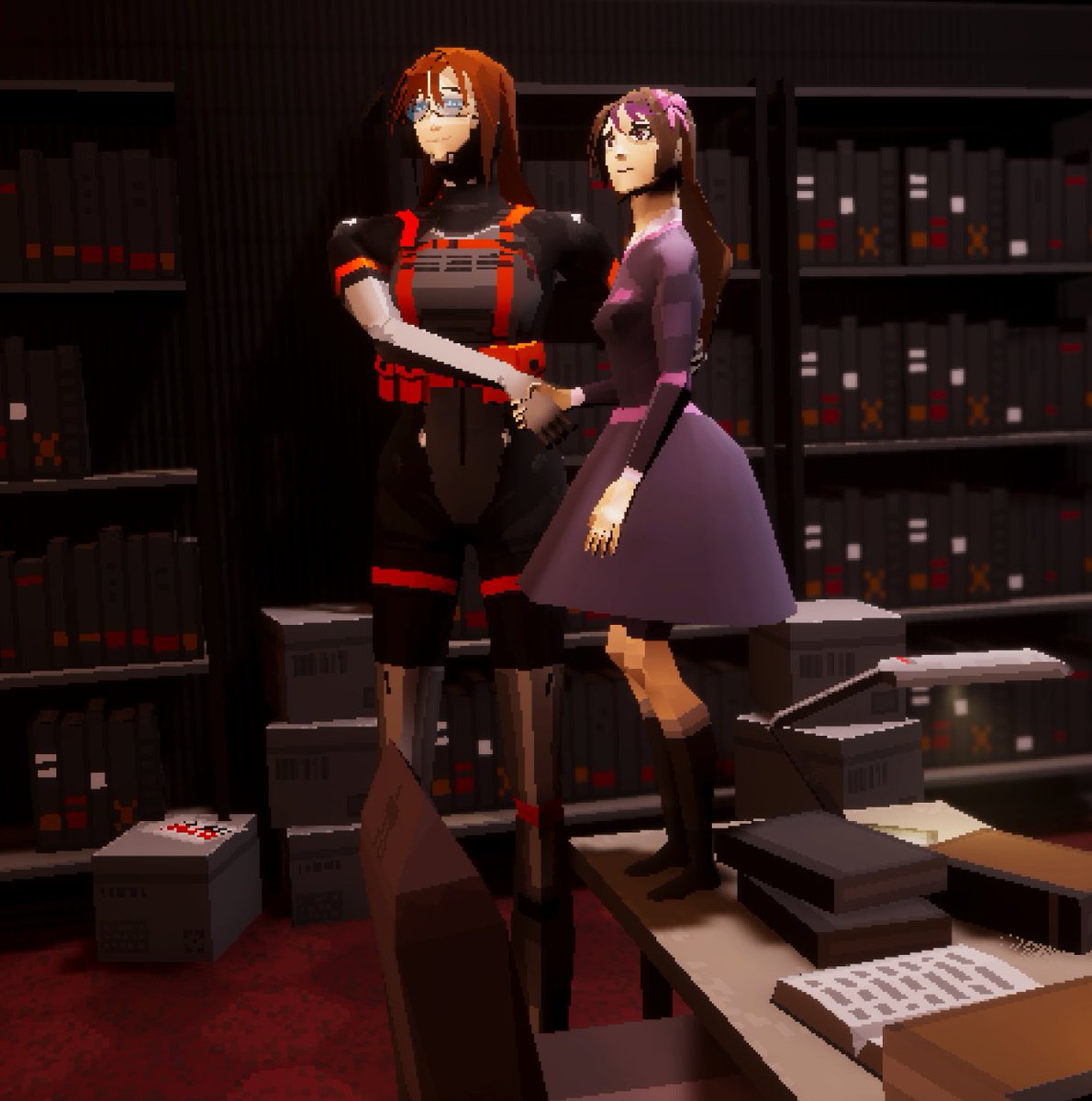 RadarReplika's tweet photo. @GestaltSaffron Alice had to stand on the table just to shake hands with me. I suppose being built *almost* as tall as Commander FLKR's majestic height has its downsides. https://t.co/tzXcvjIQfS