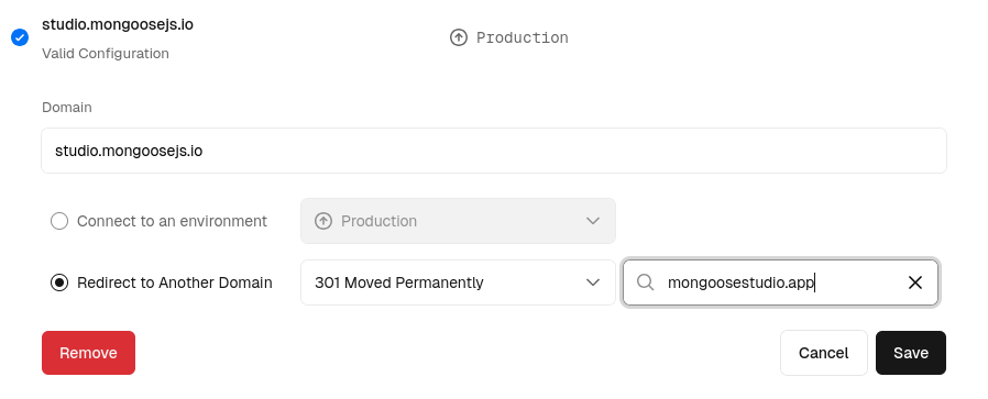 code_barbarian's tweet image. New URL for Mongoose Studio: mongoosestudio.app

No more studio.mongoosejs.io

Loving how easy Vercel makes this switch