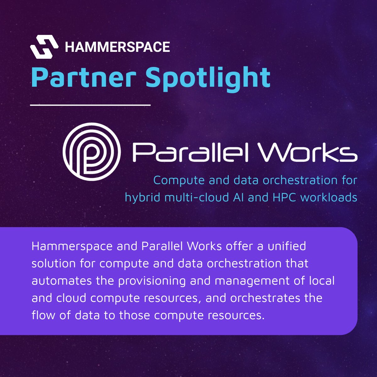 Compute and data orchestration for hybrid multi-cloud AI and HPC workloads with the power of <a href="/Hammerspace_Inc/">Hammerspace</a> + <a href="/ParallelWorks/">Parallel Works</a>!

They offer a unified solution automates the management of local and cloud compute resources, and orchestrates the flow of data.
okt.to/N4vnjP