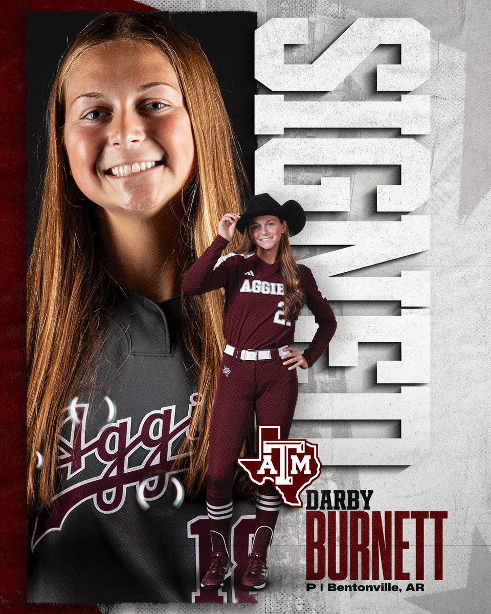 AggieSoftball's tweet photo. Darby Burnett is officially an Aggie! 🥎

#GigEm https://t.co/wDLykhAqE2