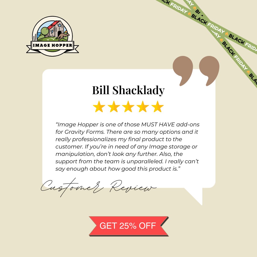imagehoppergf's tweet image. Our customers say it best 💬

Save 25% during our Black Friday / Cyber Monday Sale, new licenses, upgrades, and renewals included!

🕒 Ends Dec 2 | Code: GFBF2025
👉 Shop the Sale: imagehopper.tech/#buy
#ImageHopper #GravityForms #CustomerReview #BlackFriday #CyberMonday
