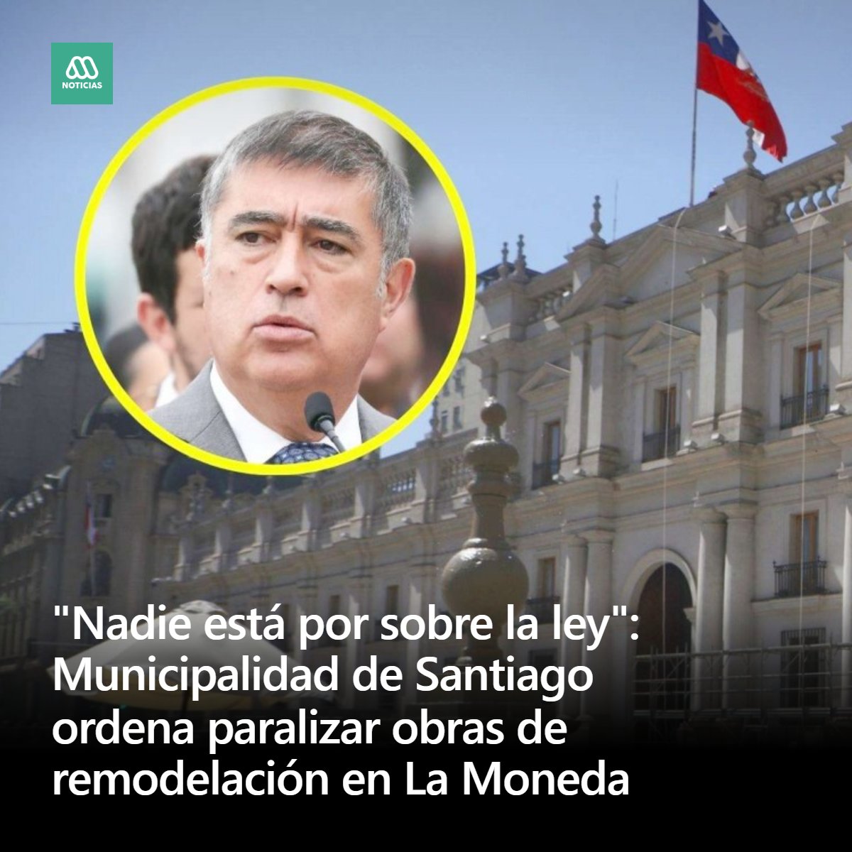 La Municipalidad de Santiago ordenó durante la mañana de este miércoles paralizar las obras de remodelación que se realizan en la fachada del Palacio de La Moneda, debido a la falta de los permisos correspondientes.