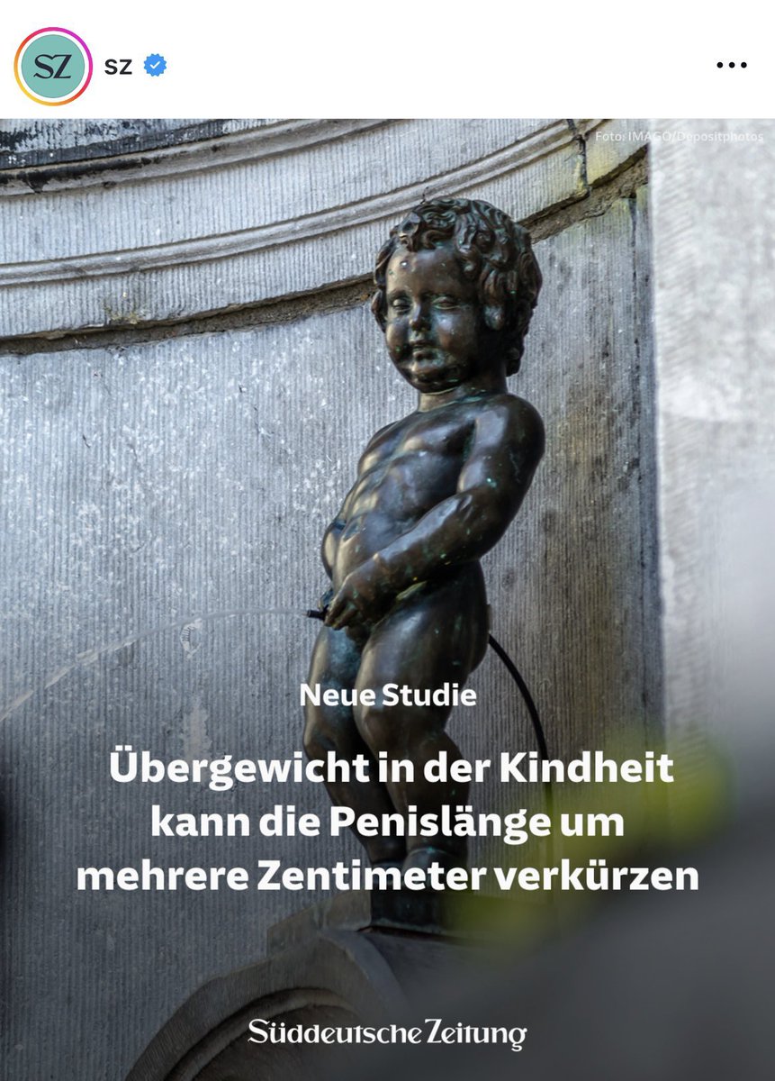 Süddeutsche Zeitung, w związku ze sporym odsetkiem otyłości i nadwagi wśród dzieci, publikuje badania, które wskazują na związek między nadwagą w dzieciństwie a długością penisa w życiu dorosłym.

Nadwaga w dzieciństwie może „skrócić” penis nawet o kilka centymetrów względem
