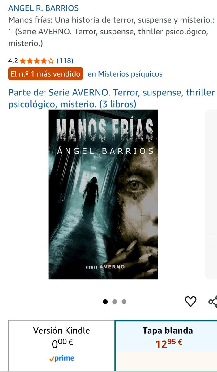 arbarrios20's tweet image. Facebook me recuerda que hace un año la novela MANOS FRÍAS era Nº1 en ventas de su categoría de #amazonespaña en #libros  
Le he dicho que hoy, un año después, lo sigue siendo, que me avise en 2026 y hablamos.
365 veces #Gracias 
goo.su/NssI 

#terror #KindleUnlimited