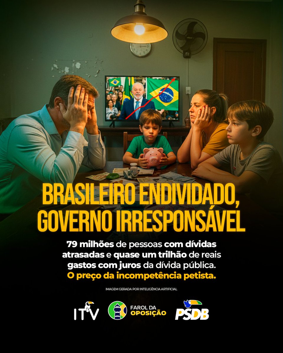 ITV_Oficial's tweet image. Juros no maior nível em 20 anos. 79 milhões de brasileiros endividados.

Enquanto o povo luta pra pagar as contas, o governo Lula torra quase R$ 1 trilhão só com juros da dívida pública. O resultado? Economia travada e bolso no sufoco.
tv.org.br/farol-da-oposi…
#ITV #PSDB #Economia