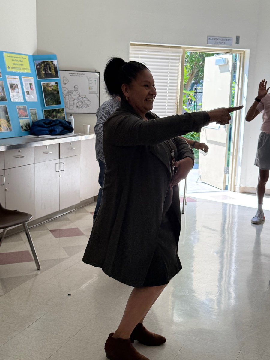 Vicky A. leading staff and participants in some stress management moves bringing big smiles to our faces! #olderadults #pfs #nonprofit