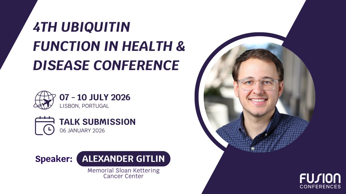 Fusion_Conf's tweet image. @GitlinLab_MSK we are looking forward to your presentation at our #UbiquitinFunction meeting in Portugal 🇵🇹 Please share this with your followers to let them know you will speaking, and to register &amp;amp; submit today to join us!
🔗bit.ly/489D5LQ