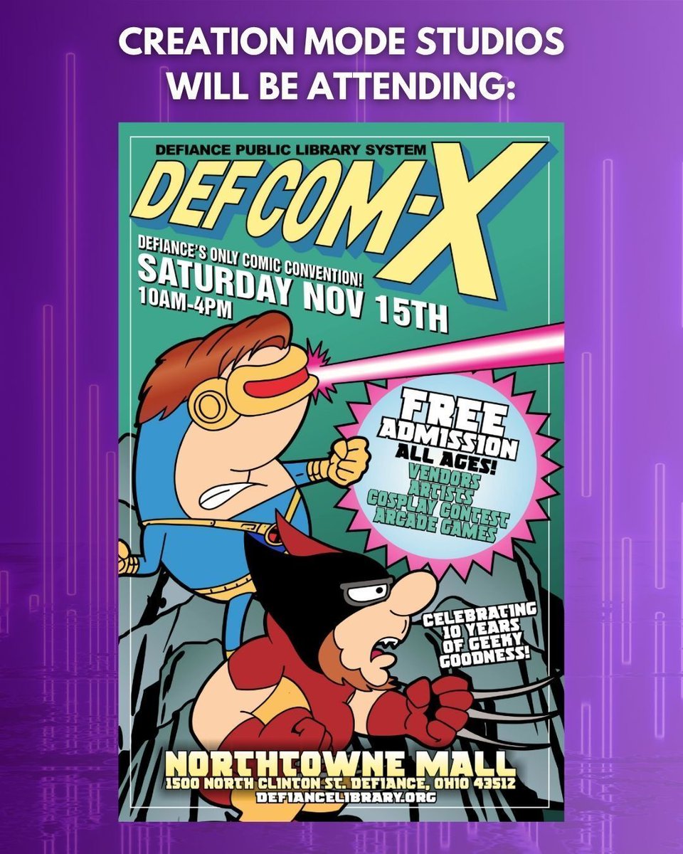 We will be at DEF-COM X on November 15, 2025, 10AM-4PM at the Northtowne Mall in Defiance. Come stop by our booth!
.
.
.
#indiegame #ohioconventions