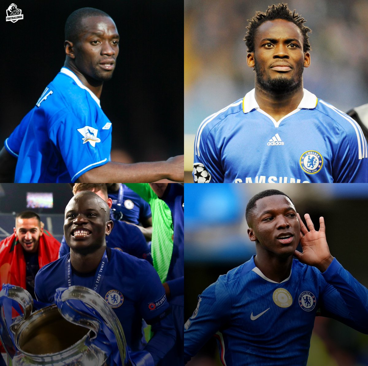 Est-ce qu'on peut parler de 𝗟𝗔 𝗤𝗨𝗔𝗟𝗜𝗧𝗘́ 𝗗𝗘𝗦 𝗠𝗜𝗟𝗜𝗘𝗨𝗫 𝗗𝗘́𝗙𝗘𝗡𝗦𝗜𝗙𝗦 de Chelsea au 21e siècle ? 😮‍💨💙

🇫🇷 Claude Makélélé (2003-2008)

🇬🇭 Michael Essien (2005-2014)

🇳🇬 John Obi Mikel (2006-2017)

🇧🇷 Ramires (2010-2016)

🇷🇸 Nemanja Matić (2014-2017)

🇫🇷