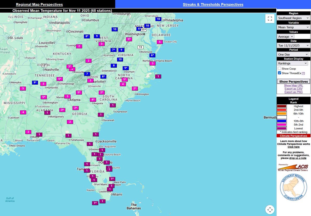 SERCC's tweet image. 30°'s(39°) all the way down to @PuntaGordaAir yesterday. Here are the maps of some of the Max T, Min T, &amp;amp; Mean T. ranks from #CLIMPER. sercc.oasis.unc.edu/Map.php?date=2…
@NWSKeyWest @NWSMiami @NWSMelbourne @NWSTampaBay @NWSJacksonville @NWSTallahassee  @NWSMobile @FLClimateCenter