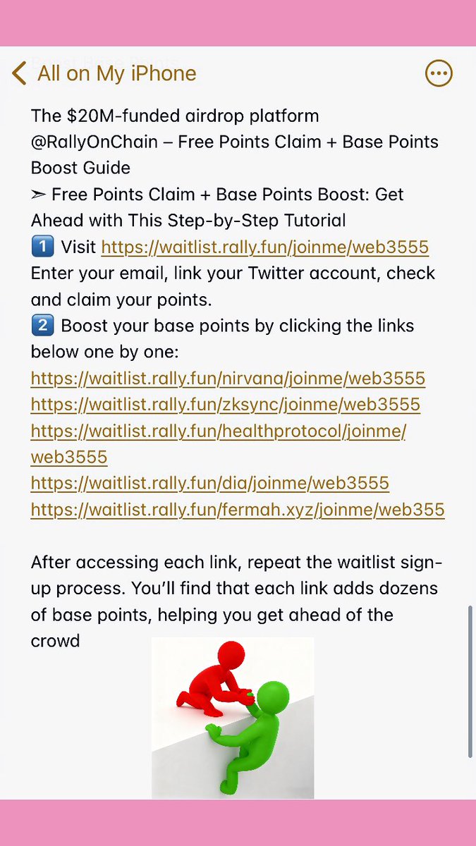 web3555's tweet image. The $20M-funded airdrop platform @RallyOnChain let&apos;s go 
1️⃣ Visit waitlist.rally.fun/joinme/web3555
2️⃣ Boost your base points by clicking the links below one by one:
waitlist.rally.fun/nirvana/joinme…
waitlist.rally.fun/zksync/joinme/…
waitlist.rally.fun/healthprotocol…
waitlist.rally.fun/dia/joinme/web…
waitlist.rally.fun/fermah.xyz/joi…