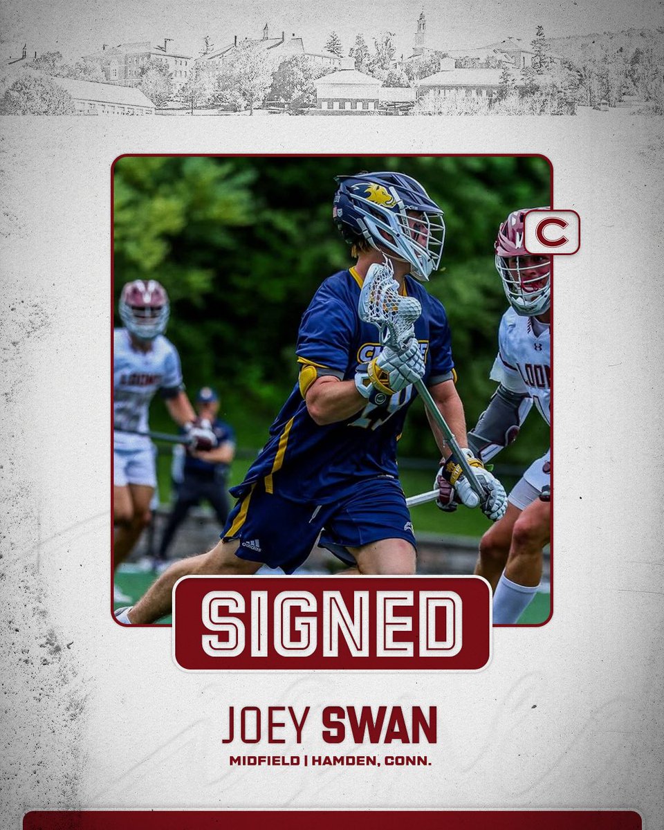ColgateMLax's tweet image. 𝑺𝒊𝒈𝒏𝒆𝒅 ✍️

Next up in our class of 2030’s, we have Joey Swan!

Joey is a midfielder from Hamden, Conn. 

Welcome to Colgate!

#GoGate