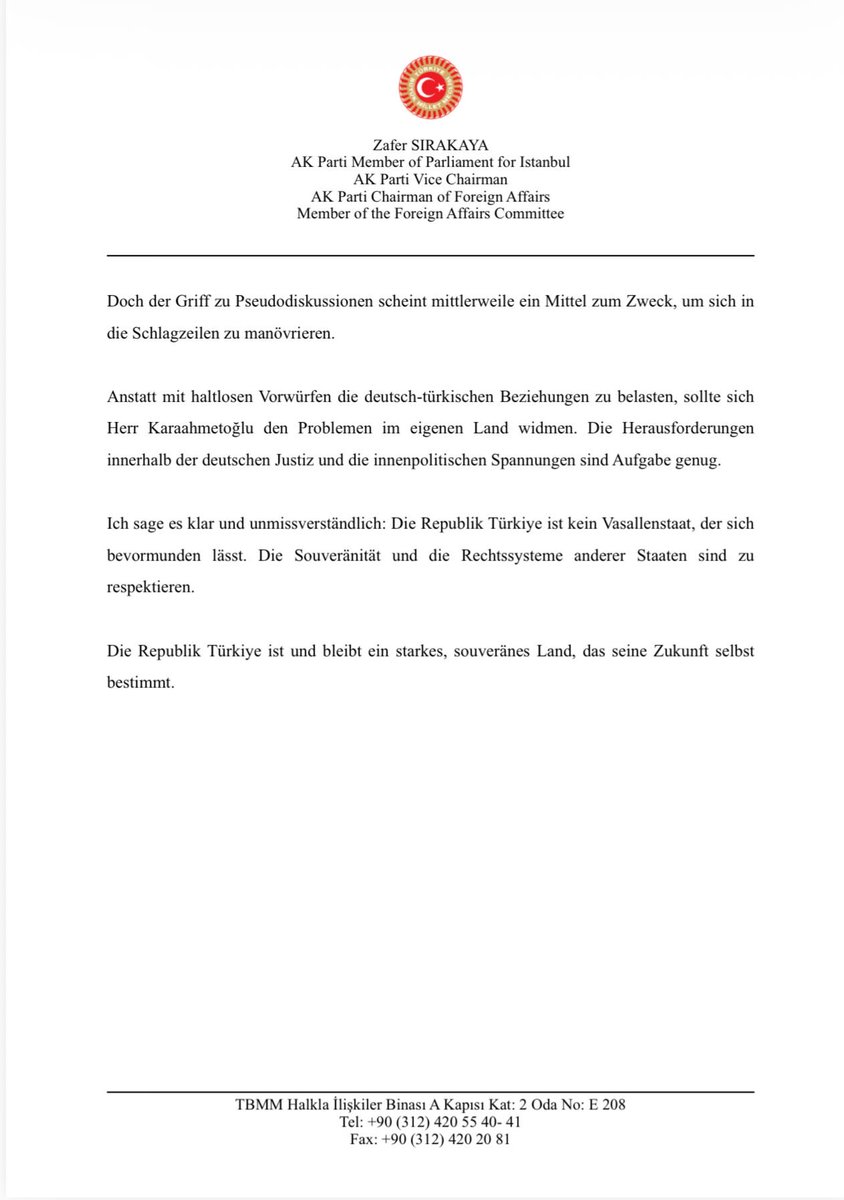 SirakayaZafer's tweet image. Aus gegebenem Anlass und unter ausdrücklichem Verweis auf die Souveränität der Republik Türkiye

Pressemitteilung zu den jüngsten Äußerungen des SPD-Bundestagsabgeordneten Macit Karaahmetoğlu