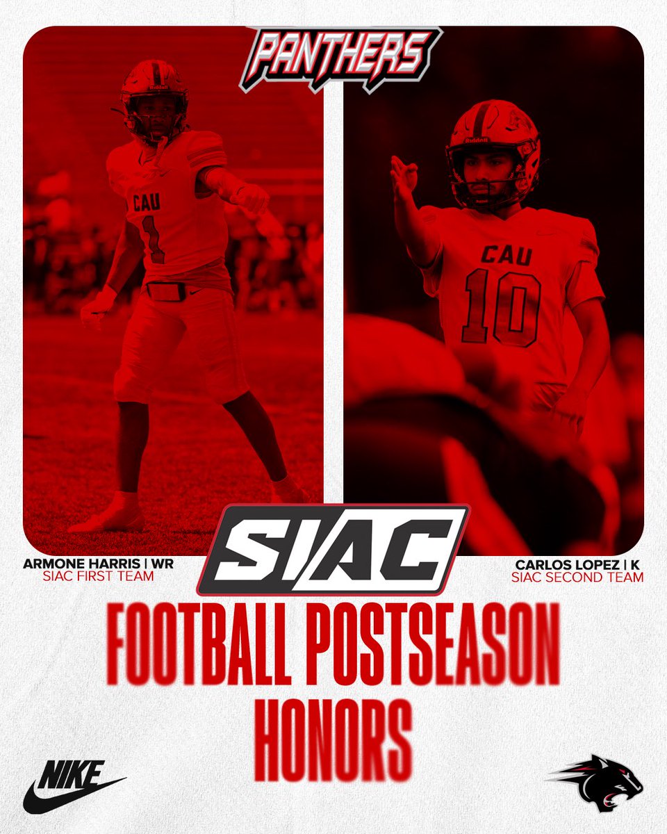 𝙃𝘼𝙍𝙍𝙄𝙎 𝘼𝙉𝘿 𝙇𝙊𝙋𝙀𝙕 𝙀𝘼𝙍𝙉 𝙎𝙄𝘼𝘾 𝘼𝙇𝙇-𝘾𝙊𝙉𝙁𝙀𝙍𝙀𝙉𝘾𝙀 𝙃𝙊𝙉𝙊𝙍𝙎! 🏆🏈🐾

Congratulations to Armone Harris on earning SIAC First Team honors and Carlos Lopez on getting the Second Team nod‼️

#GoPanthers🐾 | #EverydayCounts