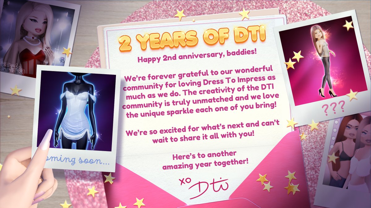 _Dress2Impress's tweet image. Another year of DTI with Our Baddies ❤️👠 

We&apos;re so grateful for all the love, support, and creativity you all have shown us! ✨

To celebrate these past 2 years, stay tuned for 2 codes coming within the next few days! 👗

Share your favorite memories of Dress to Impress below!…