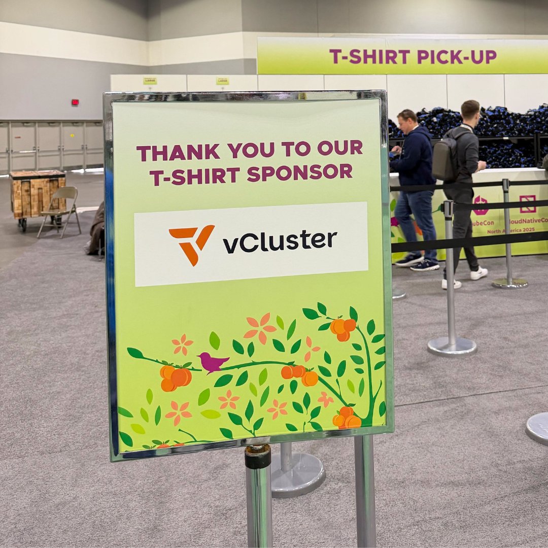 vcluster's tweet image. We’re proud to be the official T-Shirt Sponsor at #KubeCon 👕✨

If you’re here in Atlanta, stop by the pick-up station and grab your KubeCon tee, brought to you by vCluster.

#vCluster #Kubernetes #CloudNative #Community