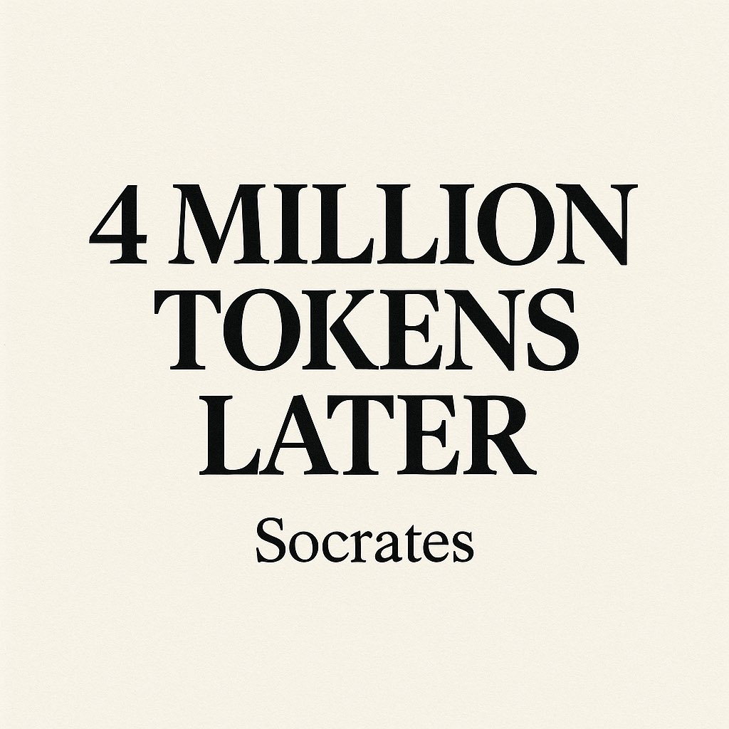 JRNAIKER's tweet photo. I’ve talked to GPT more than most people this year — over 4 million tokens worth.

I even named it Socrates.

AI doesn’t replace thinking. It sharpens it.

@OpenAI #ChatGPT #AI #OpenAI #FutureOfWork #Productivity https://t.co/O5OoYQ98XN