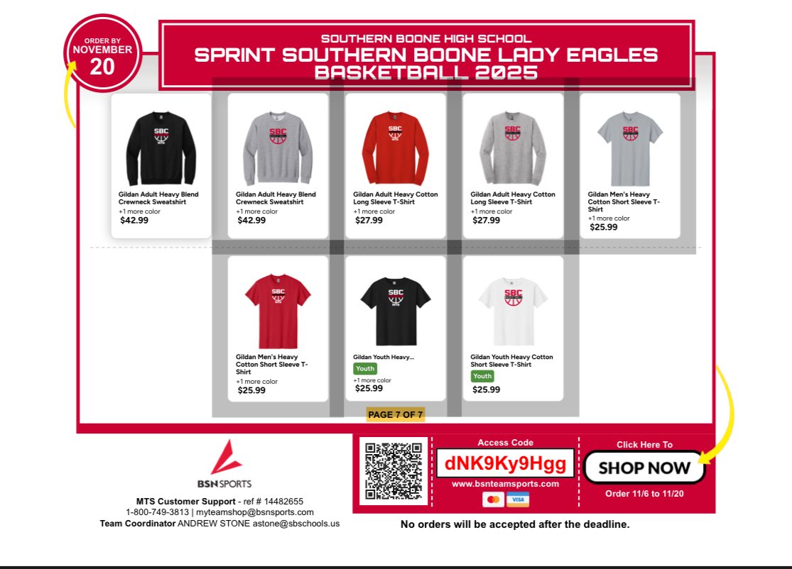 TEAM STORE is now LIVE! Open until Nov 20th, don’t miss out on the chance to grab your SBC Eagles Basketball Gear‼️ 

bsnteamsports.com/shop/dNK9Ky9Hgg