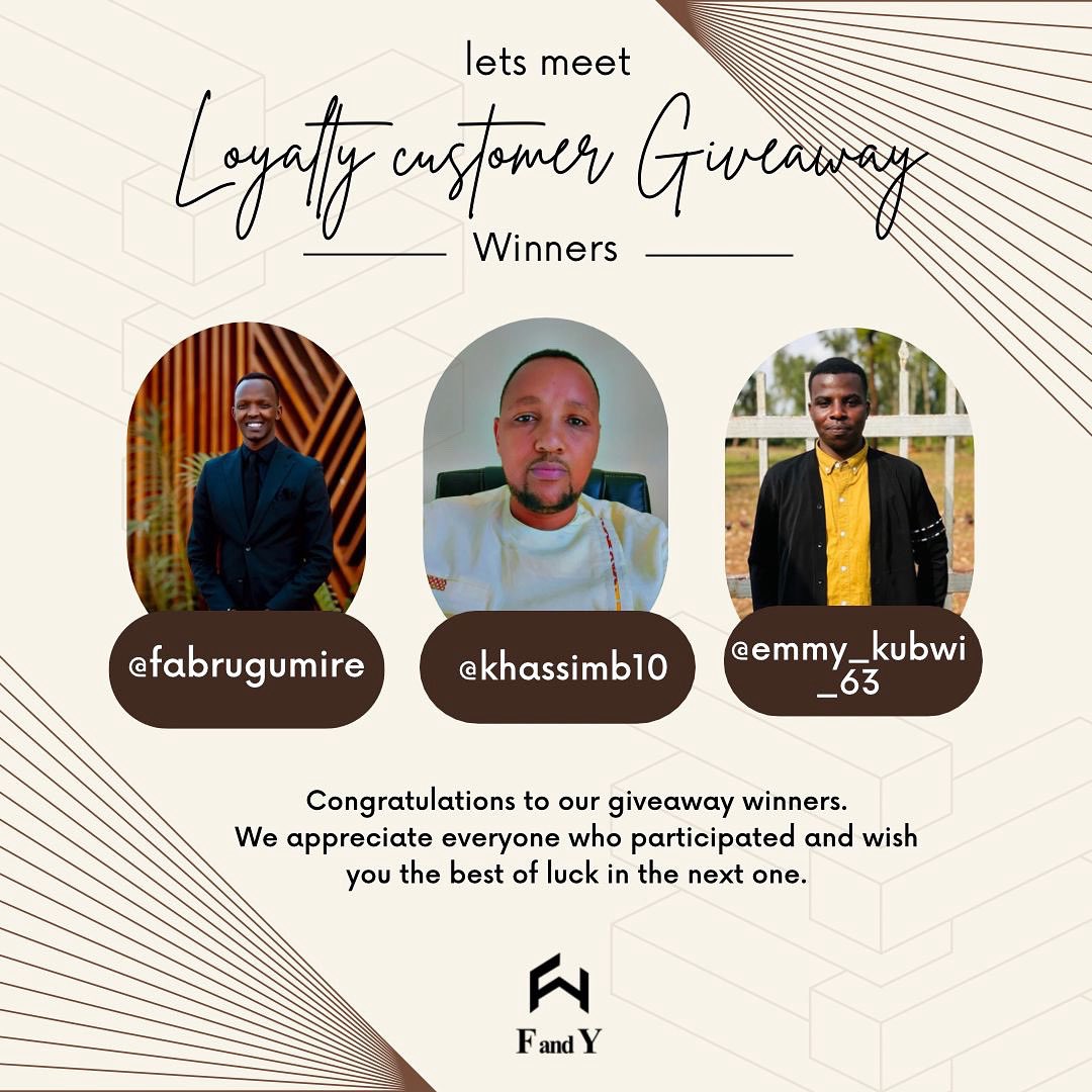 __FandY's tweet image. Congratulations to our giveaway winners!
A big thank you to our loyal customers — some of you have been with us since 2020, and we’re truly proud of that journey together. Your trust keeps us moving forward and inspired to do even better.

#fany #VisitRwanda #Giveaway #fypシ