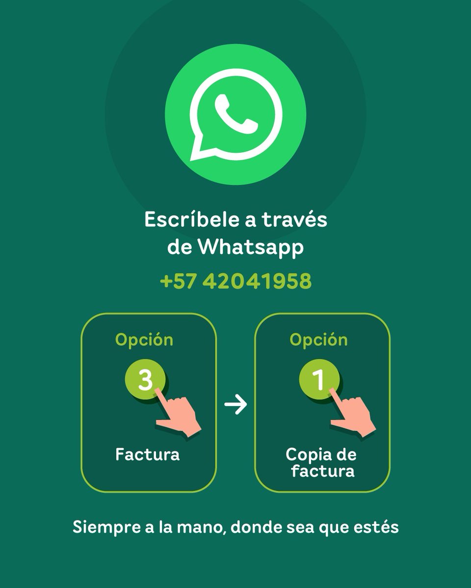 CHECGrupoEPM's tweet image. 🐶📄 ¿El perro se comió la factura? ¡No te preocupes!
¡Olvídate de las filas y del papel! Con Lucy, nuestra asistente virtual de CHEC, sacar la copia de tu factura es tan fácil que te ahorra mucho tiempo. 😉

#CHEC #LaVidaNosMueve #GrupoEPM