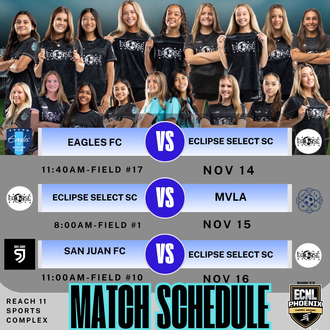 2009EclipseEcnl's tweet image. Check out our @ECNLgirls PHX Schedule ⬇️ We are looking forward to some great match ups! @EclipseSelectSC @TopDrawerSoccer @ImYouthSoccer @PrepSoccer