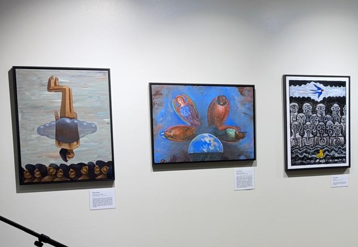 YVerwer's tweet photo. The Margolies Gallery, Houston, of NOAH: A Future Hope. 3 Faiths, 3 artists, 1 story. Each artist painted 8 works related to the biblical flood seen through an ecological lens.  

#jewishart #biblicalart