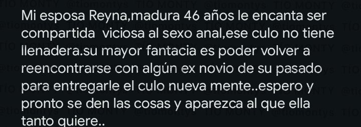Este seguidor nos comparte un poco de la intimidad de su mujer y su mayor fantasía. Esperemos que llegue el indicado. A lo mejor es uno de ustedes. Dale RT y deja tu msj. Ellos leen todos los comentarios.