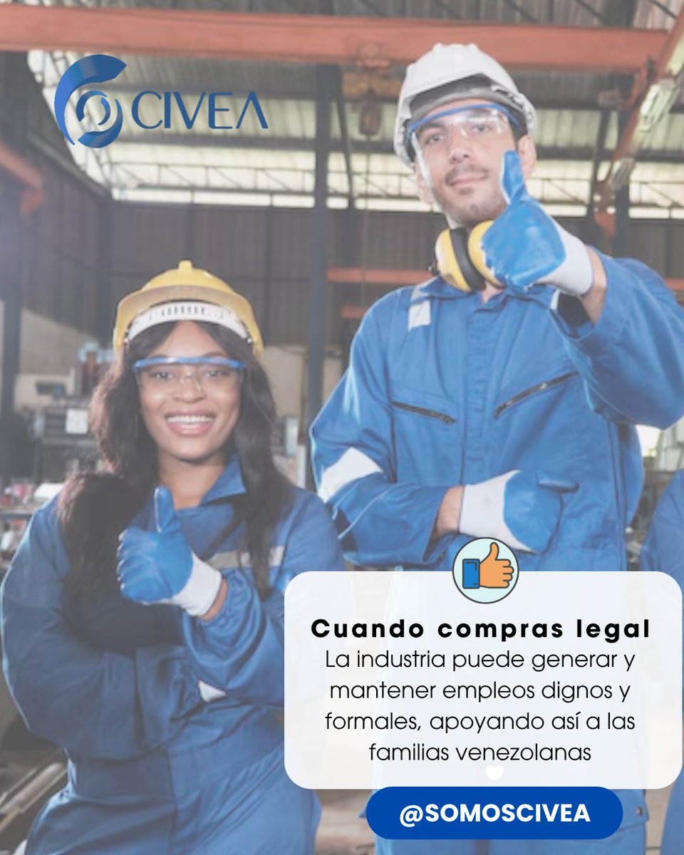 #CIVEA: Ventaja #2 de Comprar Legal: ¡Apoyo directo al Talento Nacional! 🧑‍🏭
La industria legal genera miles de empleos formales y estables en #Venezuela. Tu compra sostiene familias y desarrolla talento. ¡Apóyalos!

#CIVEA#HechoEnVenezuela #EmpleoFormal #IndustriaNacional