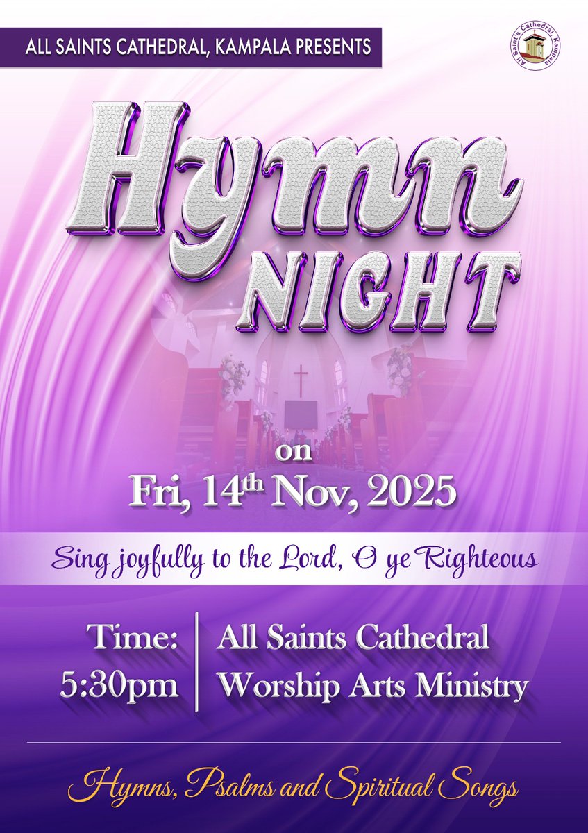 HYMN NIGHT IS HERE! 🎶
Join us this Friday, 14th November 2025 at 5:30pm for a soul-lifting evening of Hymns, Psalms &amp; Spiritual Songs. 
Let’s sing joyfully to the Lord, O ye righteous! 
🕠 5:30pm sharp!

#HymnNight #ASCKWorship
